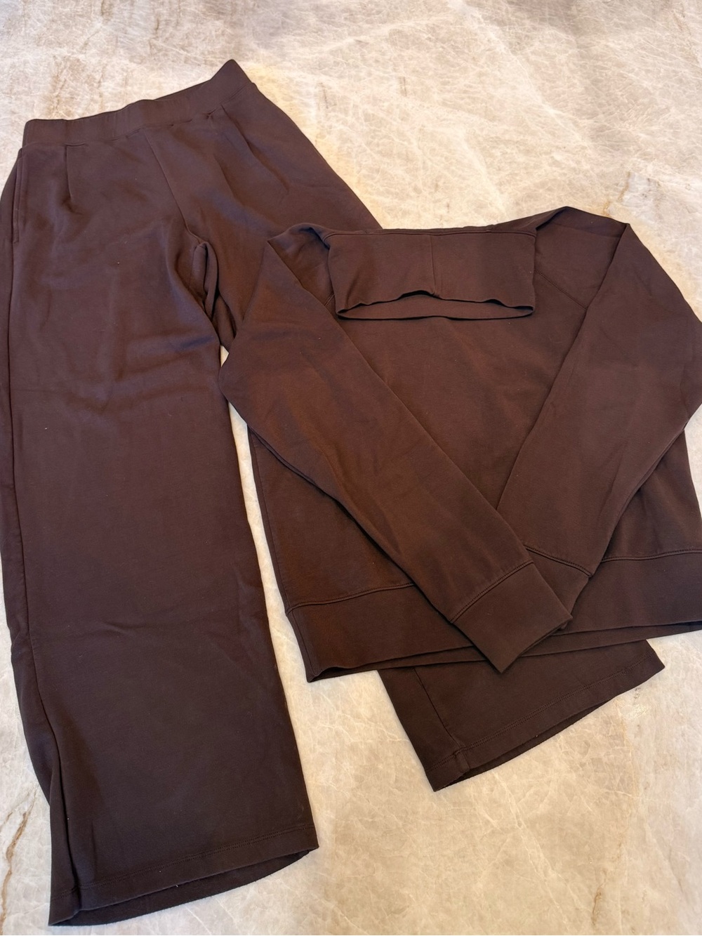 Softies Wide Leg Lounge Pants and Top Set - Brown